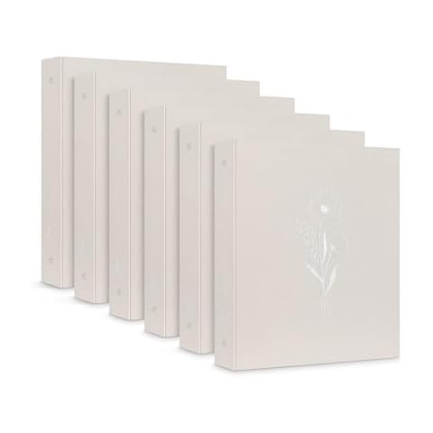 Lanpn Aesthetic 3 Ring Binder 6 Packs, Linen Hardcover 1 inch Round Rings Folder Holder Planner Fits Letter Size 8.5” x 11" Paper for Office School Journaling Collections (Beige) Cover