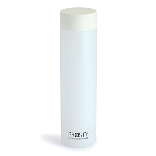 Image of Premium Slim Square Water Bottle BPA Free Plastic Frosty Finish Leak Proof Fridge Fit Freezer Safe Drinking Bottle for School Office Gym Travel Use (Round Bottal)