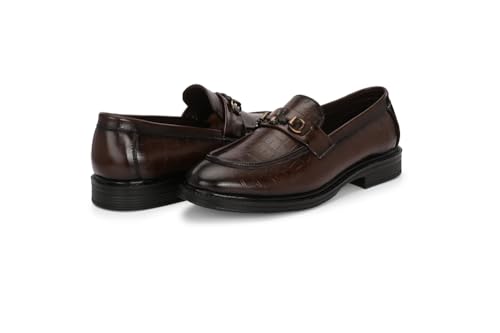Image of Mens Formal Leather Loafers | Slip on Lightweight Office Shoes | Stylish Black Footwear for Men