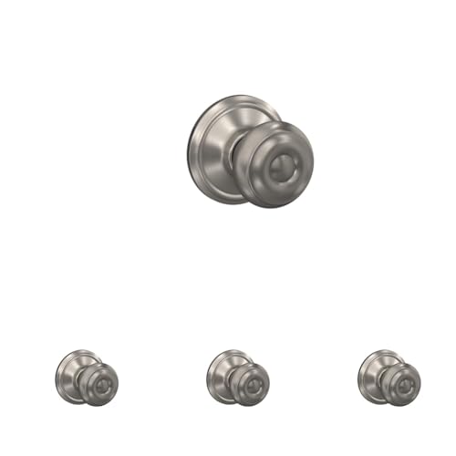 Image of SCHLAGE F10 GEO 619 Georgian Door Knob, Hall & Closet Passage Lock, Satin Nickel (Pack of 4)