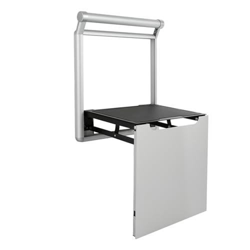Silla de ducha plegable con reposabrazos, almohadillas antideslizantes – Plata para baño, lavandería y entrada