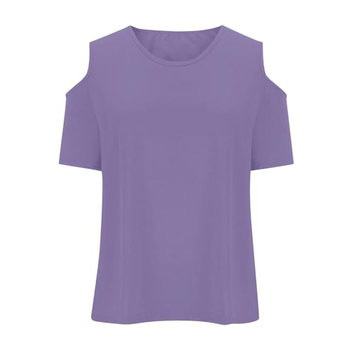 Girls Short Sleeve Shirts Cute Crew Neck Cold Shoulder Tee Top 5-14 Years4