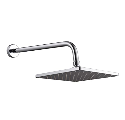 16 Inch Shower Arm With Flange,Stainless Steel 90 Degree Rain Shower Head Extension Arm,Wall-Mounted Shower Head Arm For Fixed Shower Head,Chrome #TOP6