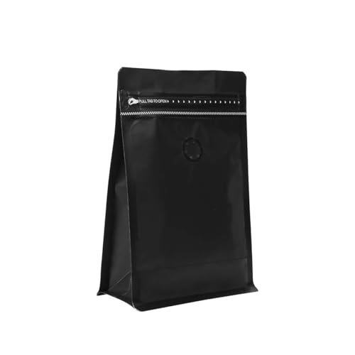 50 count 1lb, 16oz Stand Up Coffee Bag, Flat Bottom Food Pouch with Air Release Valve and Reusable Side Zipper, 8 Sides Food Bags 10.43