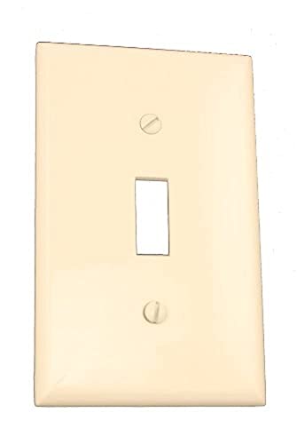 Image of Leviton 1-Gang Toggle Device Switch Wallplate, Standard Size, Thermoplastic Nylon, Device Mount, 80701-T, Light Almond