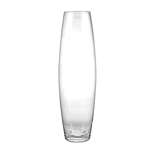 simpa XL Floor Standing Clear Glass Oval Vase 60cm (H) x 12cm Dia - Quality Handmade Craftmanship
