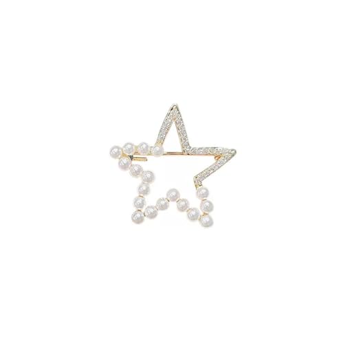 Image of Pearl Star Brooch: Gold-Plated Metal Large Star Pin Jewelry with Crystal Rhinestones and Pearls Women's Pin Brooch