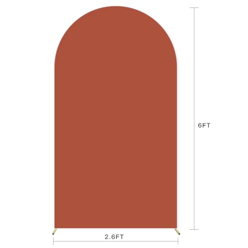 Image of MLMC 6FT Terracotta Arch Backdrop Cover Fitted Spandex Backdrop Stand Cover | Wedding Arch Backdrop Cover Stretchy Round Top Chiara Arch Stand Cover for Wedding Birthday Baby Shower Decoration 6x2.6FT