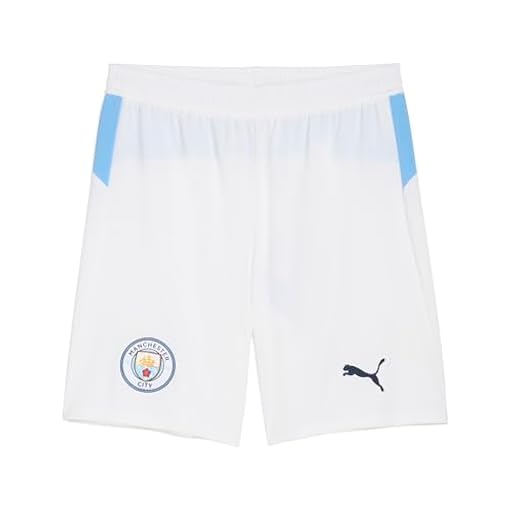 PUMA Manchester City FC Pantalones Cortos para Hombres 25/26, Blanco (White x Team Light Blue), L | Ya disponible en tu tienda friki favorita! En mundofriki.es!