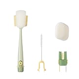 5 in 1 Bottle Cleaning Brush Set丨Multifunctional 5-in-1 Bottle Brush丨Includes Straw Brush, Cup Lid Brush, Crevice Brush, and Cup Brush | Effectively Cleans All Types of Water Cups (Green)