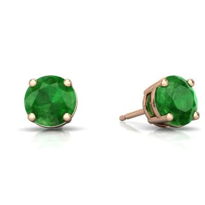 Paris Jewelry 18K Rose Gold 3 Set Created Emerald Sapphire Round Necklace thumb #2