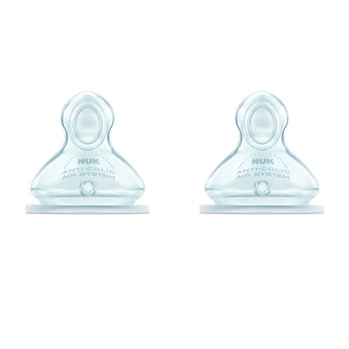 NUK First Choice 710013 Pack de 2 tetinas de silicona Tamaño 1 / L para gruesos Líquidos & First Choice - 710014-2 silicona Pezones - 2 First Choice Tamaño 2 - Leche - M