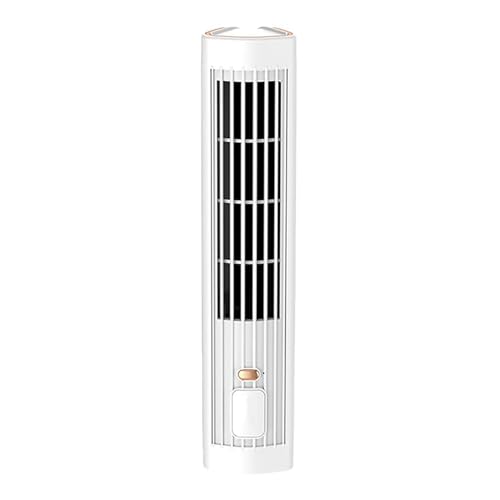 Ventilador de torre recargable sin aspas por USB, ventilador de refrigeración portátil silencioso de 3 velocidades con batería de 1200 mAh para uso doméstico y oficina, ideal para dormitorios y