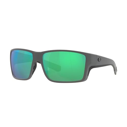 Costa Del Mar Sunglasses for Men - Reefton PRO Mens Polarized Sunglasses - Fishing, Boating & Beach UV Protection - Size 63 - Gray/Green Mirror 580G -  06S908063908008