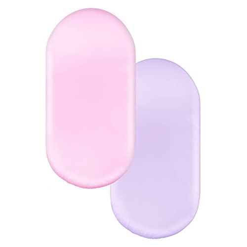 Image of Yeeeasy Soft Satin Bassinet Sheet Protect Baby Hair 32’’x16’’x4’’ Fitted Bassinet Mattress ＆ Pad Sheets for Girls, 2 Pack, Pink and Lavender Purple