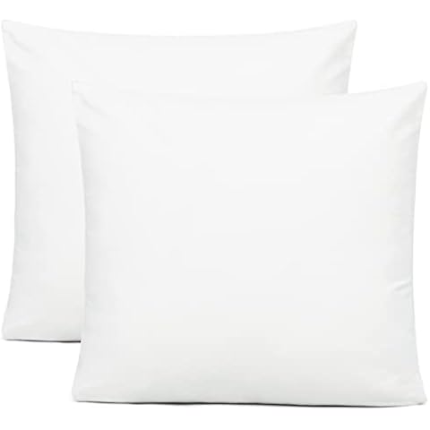 Coop Home Goods Throw Pillow Covers Set of 2 18 x 18 Inches White 100% Organic Cotton, Decorative Pillow Case, Indoor Throw Pillowcase Suitable for Sofa Bed Living Room Bedroom, Couch Cushion Covers Cover