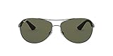 ray ban sonnenbrille aviator carbon Protective case included Ray-Ban Unisex Rb3526 Sonnenbrille, Grau (Gestell: Gunmetal Glas: polarisiert dunkelgrün 029/9A), Large (Herstellergröße: 63)
