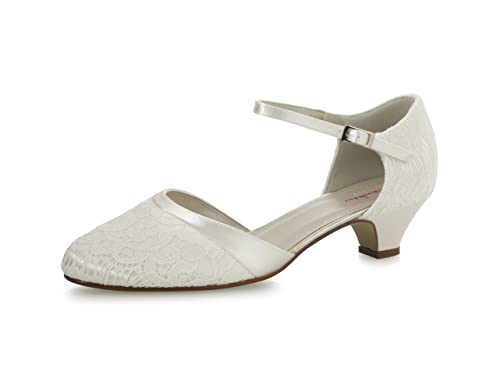 Rainbow Club Brautschuhe Mickie - Damen Pumps gepolstert, Ivory/Creme, Satin - Gr. 37 (UK 4)