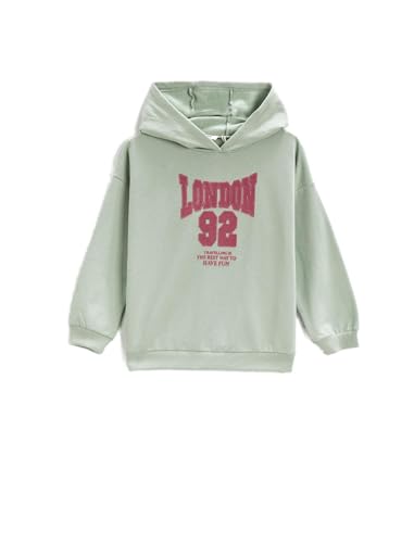 Sweat à capuche imprimé vert pour filles Koton | Vêtement de sport confortable