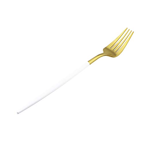 Gugrida White Gold Flatware, Royal 20 Piece Matte White Handle 18/10 Stainless Steel Tableware Sets for 4 Including Forks Spoons Knives, Camping Silverware Travel Utensils Set Cutlery (White Gold)