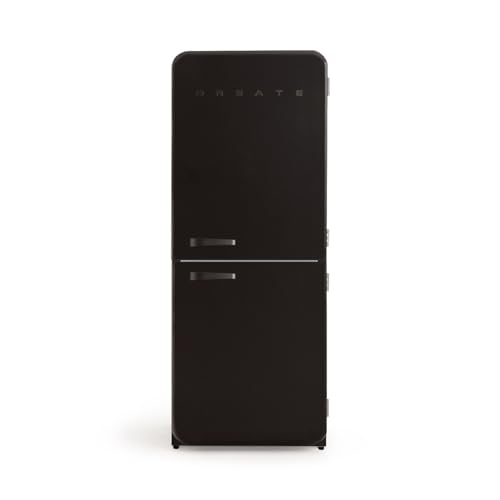 Réfrigérateur Combiné CREATE Retro Fridge Combi 185 - 401 L (250L Frigo + 151L Congélo) - No Frost, Classe B, 70x65x185 Cm, Noir/argent