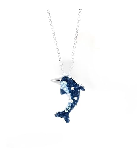Accesorios para niñas Collar femenino de delfín con circonita natural brillante de plata de ley 925 para mujer, regalo de cumpleaños para fiesta, collar de ballena, orca, de tiburón