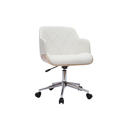 Miliboo Sandro   Silla de oficina (diseño de madera clara), color blanco y