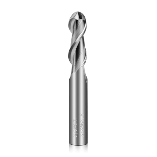 3/8" Carbide Ball Nose End Mills - 2 Flutes End Mill Bits, Tungsten Milling Bit CNC Cutting Tools for Stainless Steel, Forge Steel, Hardened Steel, Copper, Alloys & More
