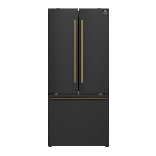 FORNO Espresso Gallipoli 30 inch French Door Black Refrigerator 17.5 cu. ft. with Ice Maker