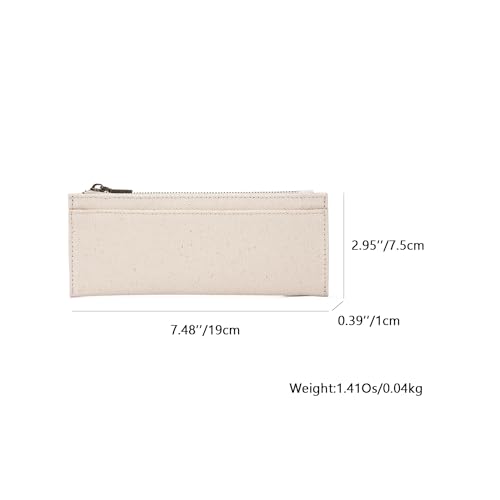 Image of Canvas Pencil Case Cartuchera Para Ninas Storage Cosmetic Bag Zipper (Beige, Canvas)