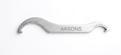 Image of AASONS Stainless Steel Union C Spanner 25 /38 /51mm To 63 /76 /100mm Crescent Double Sided Open End Hook Spanner Wrench | Ideal For Damage Free Use On Steering Head Bearing Adjustment