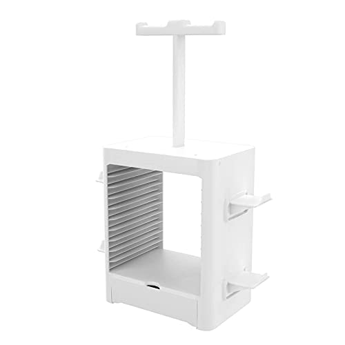 Huachaoxiang Rack Mémoire pour Le Disque De Jeu Hôte PS5, La Tour De Stockage De Jeux Tout-en-Un Peut Accueillir 4 Contrôleurs 10 Cassettes De Jeu 2 Casques,Blanc Cover