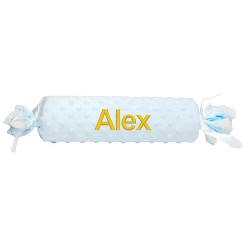 various Cojin Espuma Personalizado para bebé Recien Nacido, Personalizado con su Nombre Bordado (Azul)