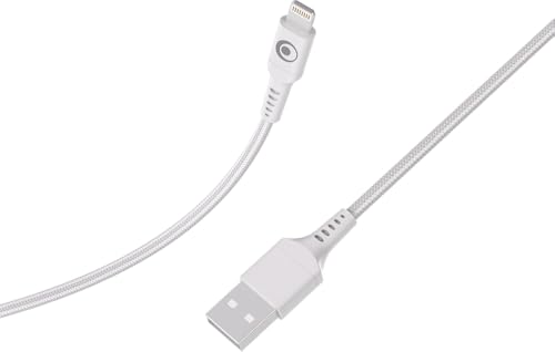 Câble tressé USB A/Lightning Bigben blanc cordon de charge rapide 2.4A 1.2m