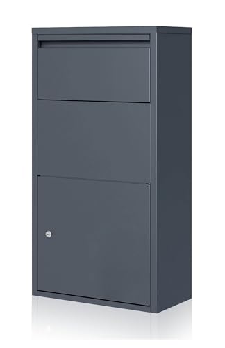 Boîte à Colis avec boîte aux Lettres, Boîte à Colis étanche en Acier, verrouillable, Facile à Installer sur Pied, Pratique avec système de Trappe + Serrure (Anthracite Clement, 44 × 22 × 82 cm)