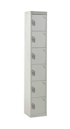 Spill Containment UK | Six Compartment Storage Locker | H1800 x W300 x D450mm | Secure Storage Solution for Offices, Schools & Workshops (Light Grey)