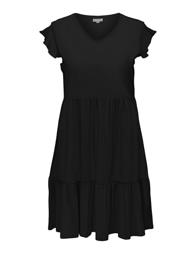 ONLY CARMAKOMA Damen CARMAY Life Cap SL Frill Dress JRS NOOS Midikleid, Black, 46-48