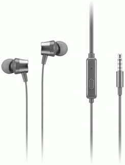 Lenovo – 110 Analog in-Ear Headphones – in-Line Microphone – 3.5mm Connectivity – Play & Pause Button – 3 Sizes of Ear Tips Included,Grey