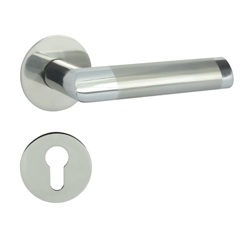 DOMINO JARO-R SLIM M6/M9 - Maniglia a cilindro profilato in PZ, per porte della stanza, set con rosette