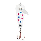 Northland Tackle Ice Fishing Thumper Spoon, Stamped Brass Flutter Spoon Ice Fishing Lure for Walleye, Crappie, & More, 10 Colors, Super-Glo Wonderbread, 1/16 Oz