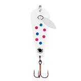 Northland Tackle Ice Fishing Thumper Spoon, Stamped Brass Flutter Spoon Ice Fishing Lure for Walleye, Crappie, & More, 10 Colors, Super-Glo Wonderbread, 3/16 Oz
