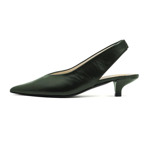 FYS Women V Cut Pointed Toe Pumps Kitten Low Heel Slingbacks Slip on Backless Office Daily Formal Shoes Size 4-16 US2