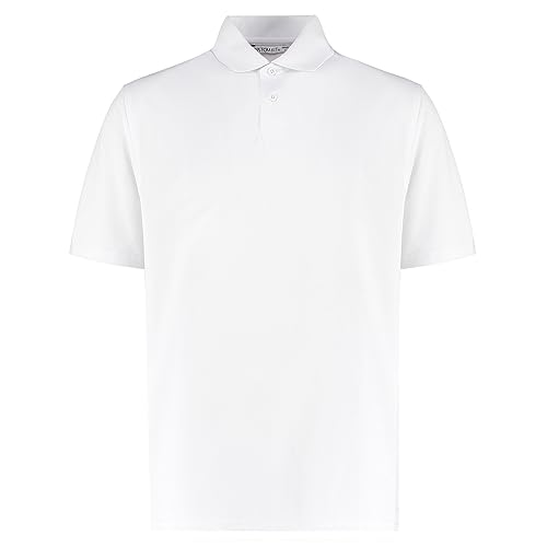 Image of Kustom Kit Mens Short Sleeve Polo Shirts, White, Large. KK444