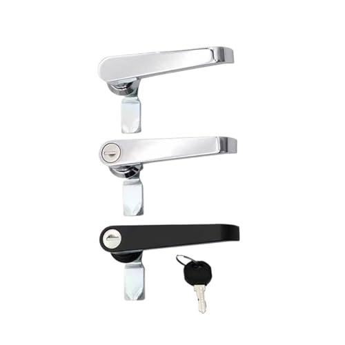 L-Type Zinc Alloy Handle Lock Distribution Box Industrial Control Cabinet Door Lock 1Pcs(Black-with Lock)