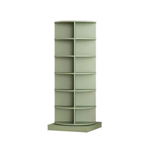 Image of HKLYRHIMO Rotating Storage Rack-American Design White-7-Tier Spinning Storage Rack,Free Standing 360 Revolving Shoe Organizer-for Bedroom,Livingroom,Hallway. (Green,6-Tier with Base)