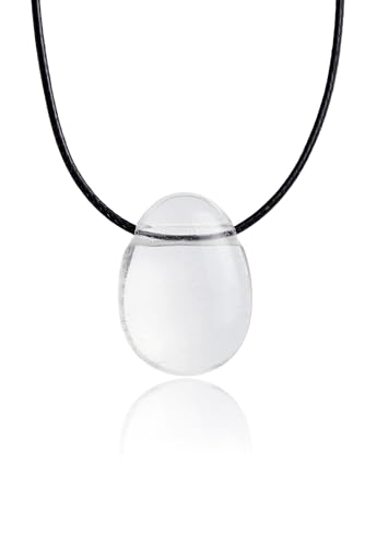 PURAJA Colgante de piedra natural auténtica | Collar de cristal con colgante de gota incluido cordón elegante | Piedra curativa/preciado mineral (Cristal de roca)