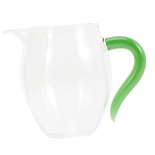 LOPUNER 彩色把手付き高硼硅ガラス公道杯茶海 耐熱性と手工制作の家用ミルクピッチャー になユニークデザインと実用性