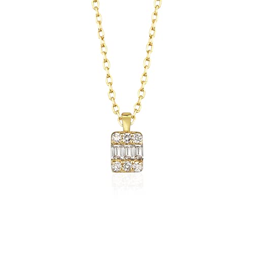 Thea 0.13 Ct Baguette Diamond Necklace For Women | Genuine Baguette Diamond Square Pendant Gift For Girlfriend | 14K Solid Gold Baguette-Cut Bridesmaid Jewelry Gift In Real Yellow, White Or Rose Gold #TOP20
