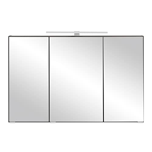 Lomadox 3D-Spiegelschrank Badezimmer 100 cm breit in Graphit mit LED Beleuchtung, B/H/T: ca. 100/64/20 cm