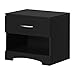 South Shore Step One 1-Drawer Nightstand, Pure Black with Matte Nickel Handles